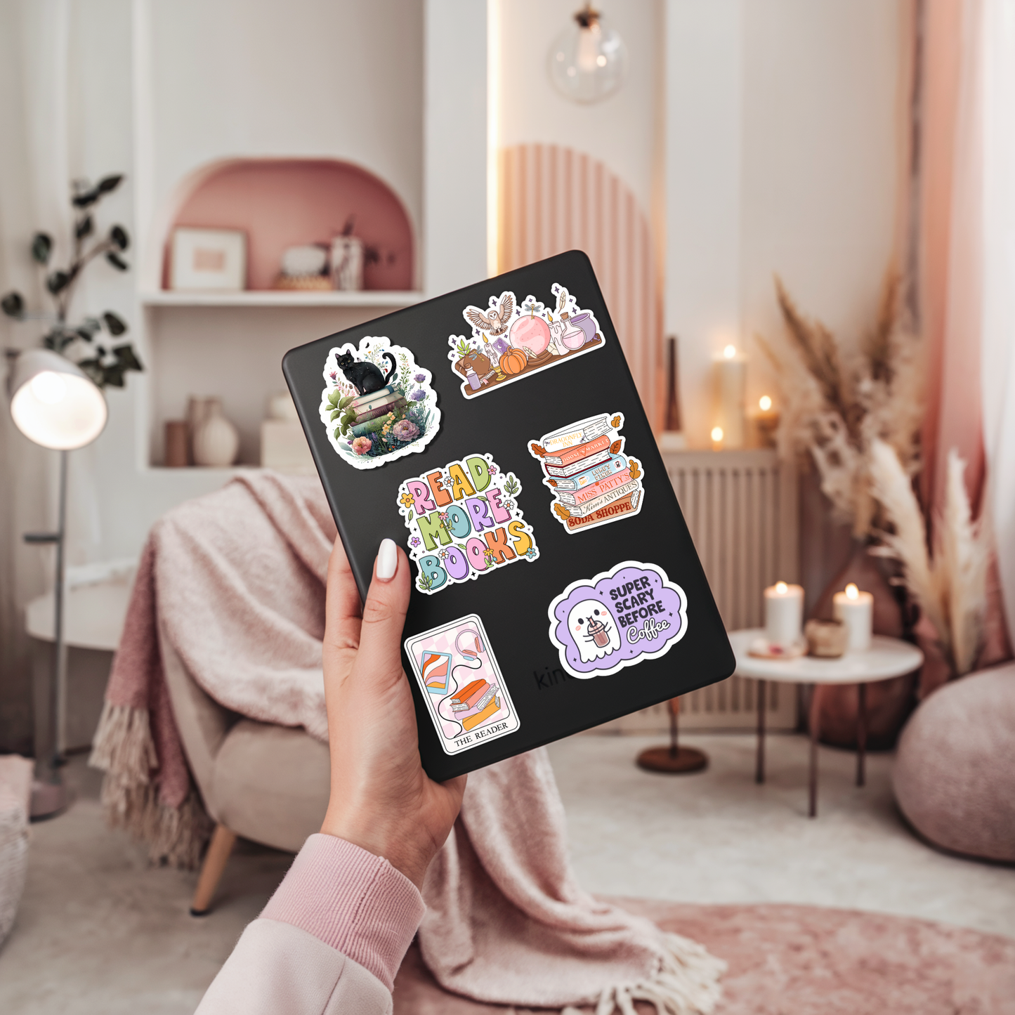 Scary Before Coffee Sticker – Cute Ghost, Glossy Vinyl 