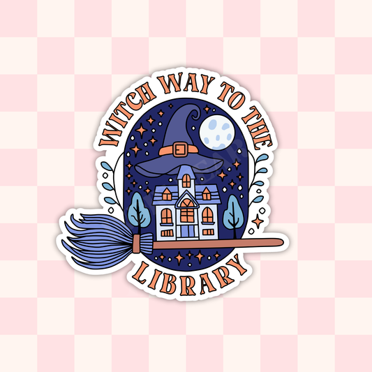 Witch Way To The Library Sticker 